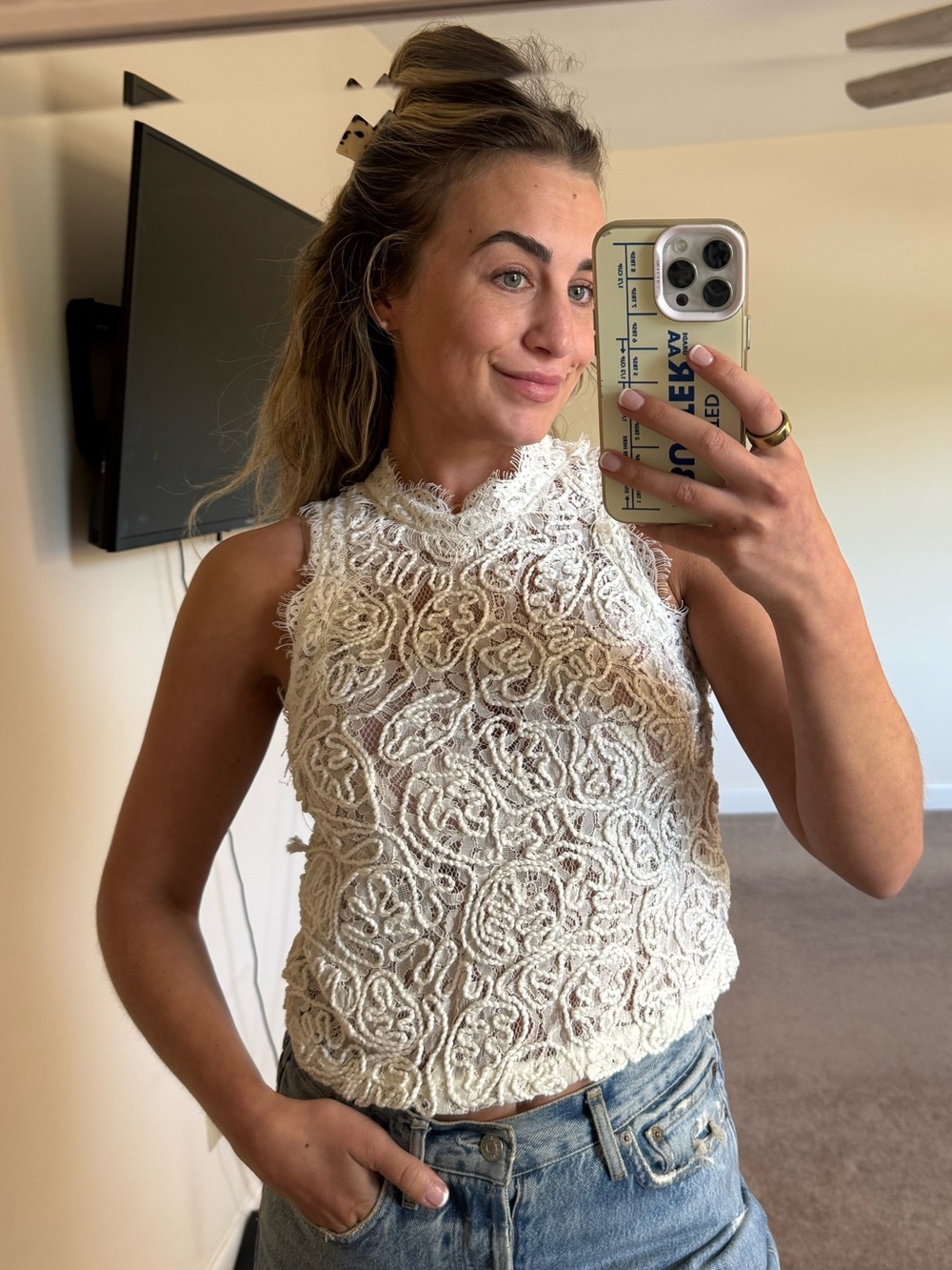 Zara white lace top